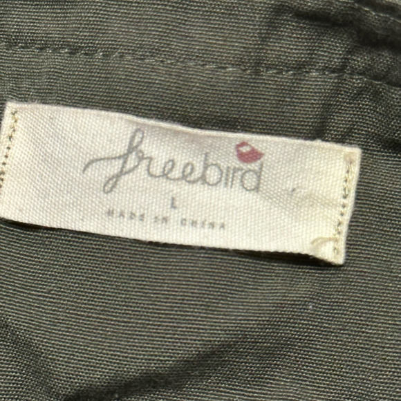 Free Bird | Army Zip Up Jacket with Patchwork | Army Green | Size: L - Picture 5 of 9